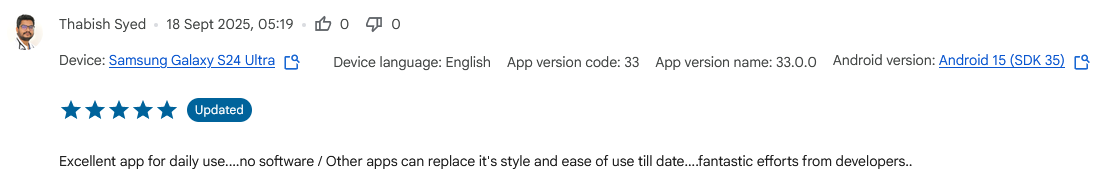 This review on Google Play